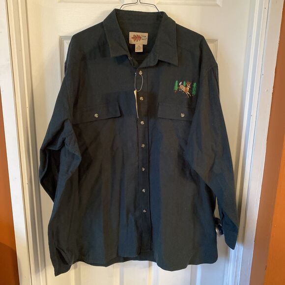 Field N’ Forest Men’s Big 3XL Green Button Up Buck Embroidered Shirt NWT - Picture 1 of 11